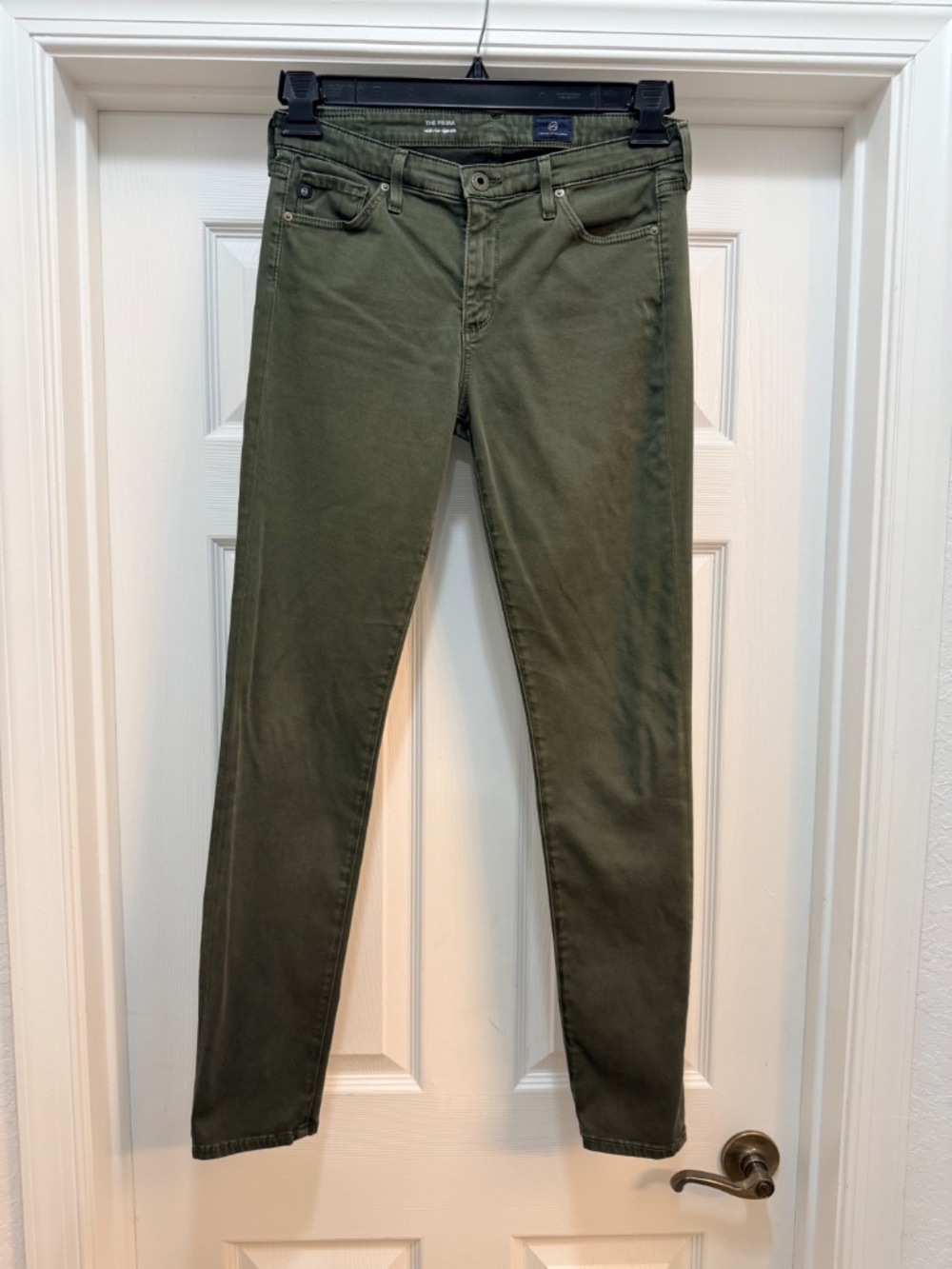 AG Adriano Goldschmied Prima Mid Rise Cigarette Jeans Olive Green Stretch 28R - Picture 2 of 6